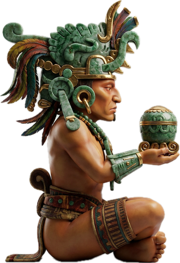 Guerrero SHAMA ofreciendo el glifo de jade